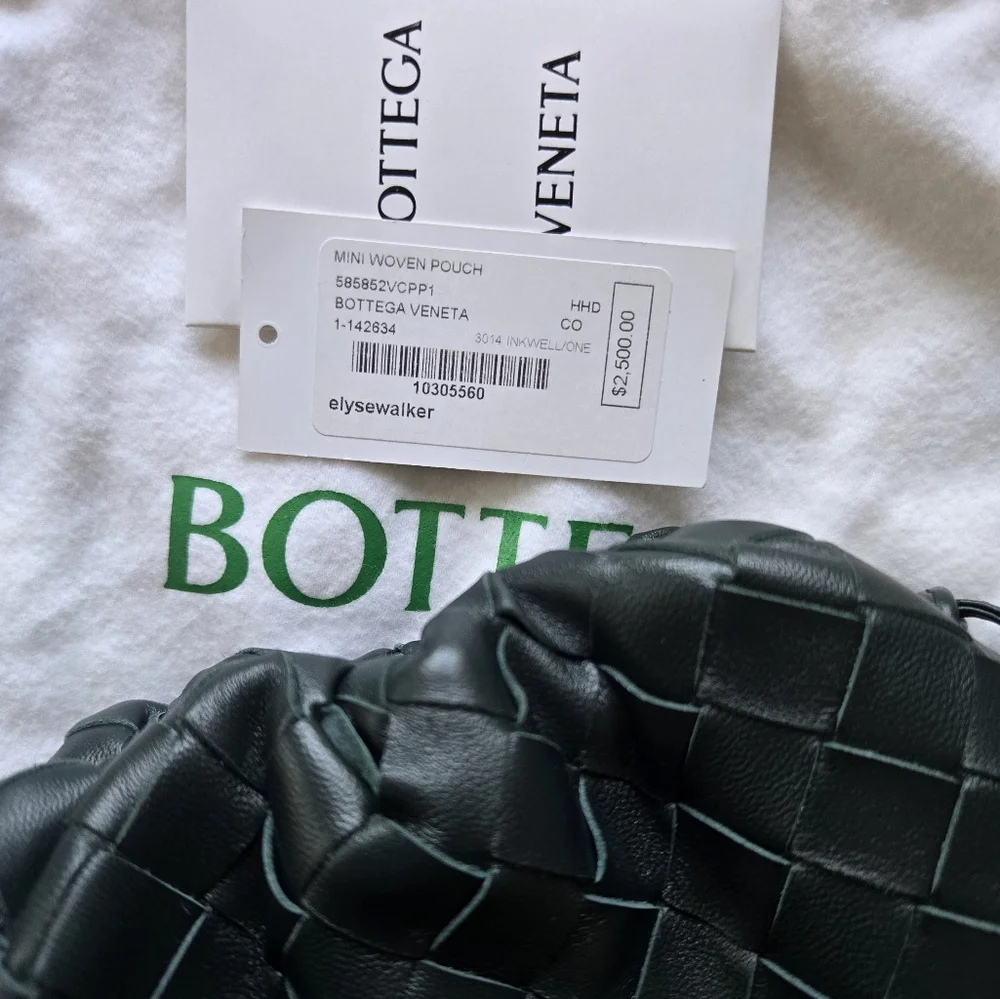 NWT Bottega Veneta Mini Pouch Intrecciato Inkwell/Deep Green Leather Crossbody